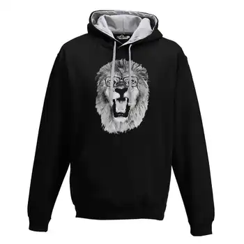 

Hood Sweatshirt Two-Color Lion Head Roar Teeth Animal Savana 1 S