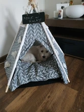 Pet-Tent House Kennels Teepee Puppy-Cat Cave Kitten Outdoor Portable Linen with Mat