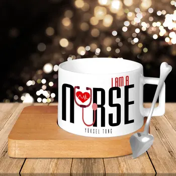 

Personalized Professional Nurse Wood Altlıklı Ceramic Cup-1