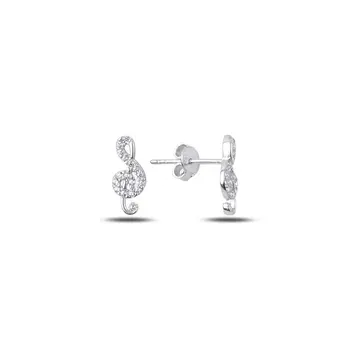 

Angemiel 925 Silver Zircon Stone Left Switch Earrings-Rhodium Plated