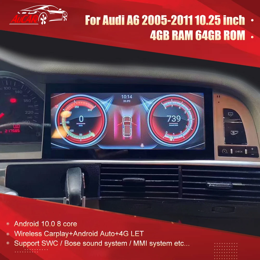Автомагнитола для Audi A6 2005-2011 автомобильный Радио a6 c6/4f MMI 2G 3G 10 25 дюймовый