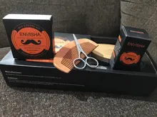 5 unids/set de la barba de los hombres Kit de herramienta de peluquería barba delantales bálsamo de aceite de barba, peine hidratante cera tijeras de estilo Set para el cuidado de la barba