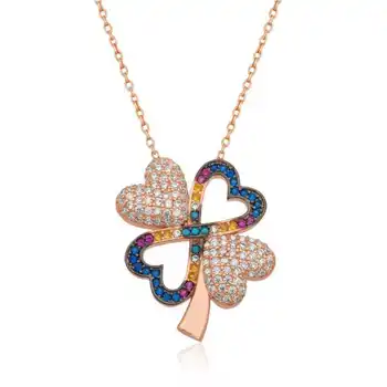 

KUTAYDAN 925 Sterling Silver Four Leaf Clover Women Necklace