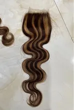 Ali Coco-mechones de pelo brasileño con degradado, extensiones de cabello humano Remy de color resaltado con cierre, P4/30