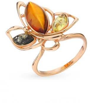 

Silver ring with amber sunlight sample 925