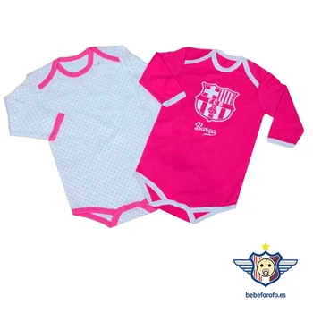 

Pack 2 Bodysuits Pink and White F.C Barcelona Sleeves 1 month