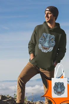 

Angemiel Wear Dinosaur Portrait Green Men 'S Hooded Sweatshirt Bags Kombin