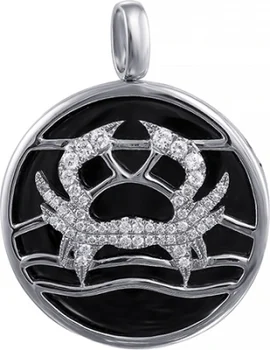 

Jay VI pendant "cancer" with diamonds, Onyx made of 750 White Gold