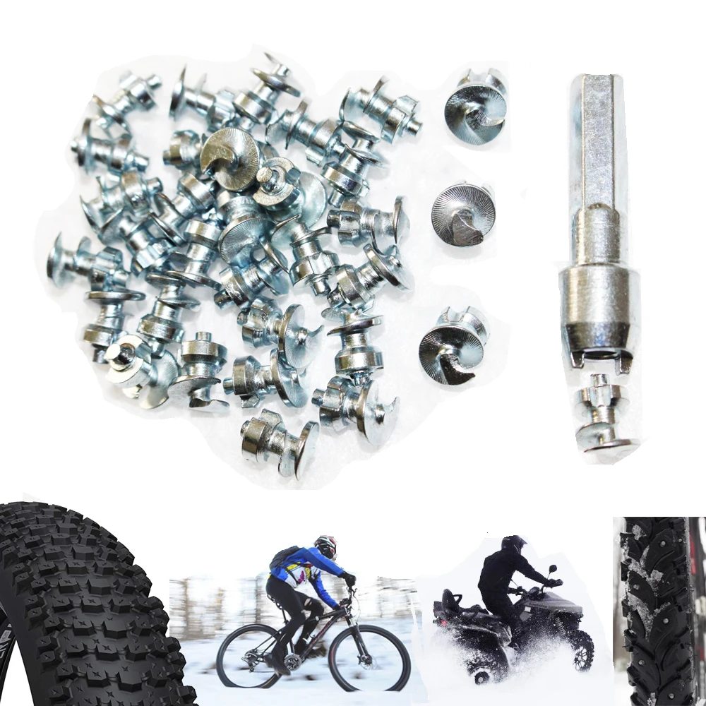 Tyre Spikes for Bicycle Shoes Boots Motorbike Truck With installation Tool for fatbike studs screw in Tire Stud Tungsten Fishing wheel tyre studs