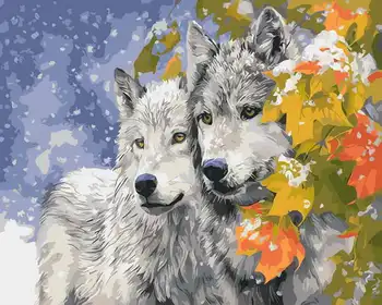 

Drawing on wood by numbers (24 colors) 40x50 cm "two wolves" Red Cat awd025