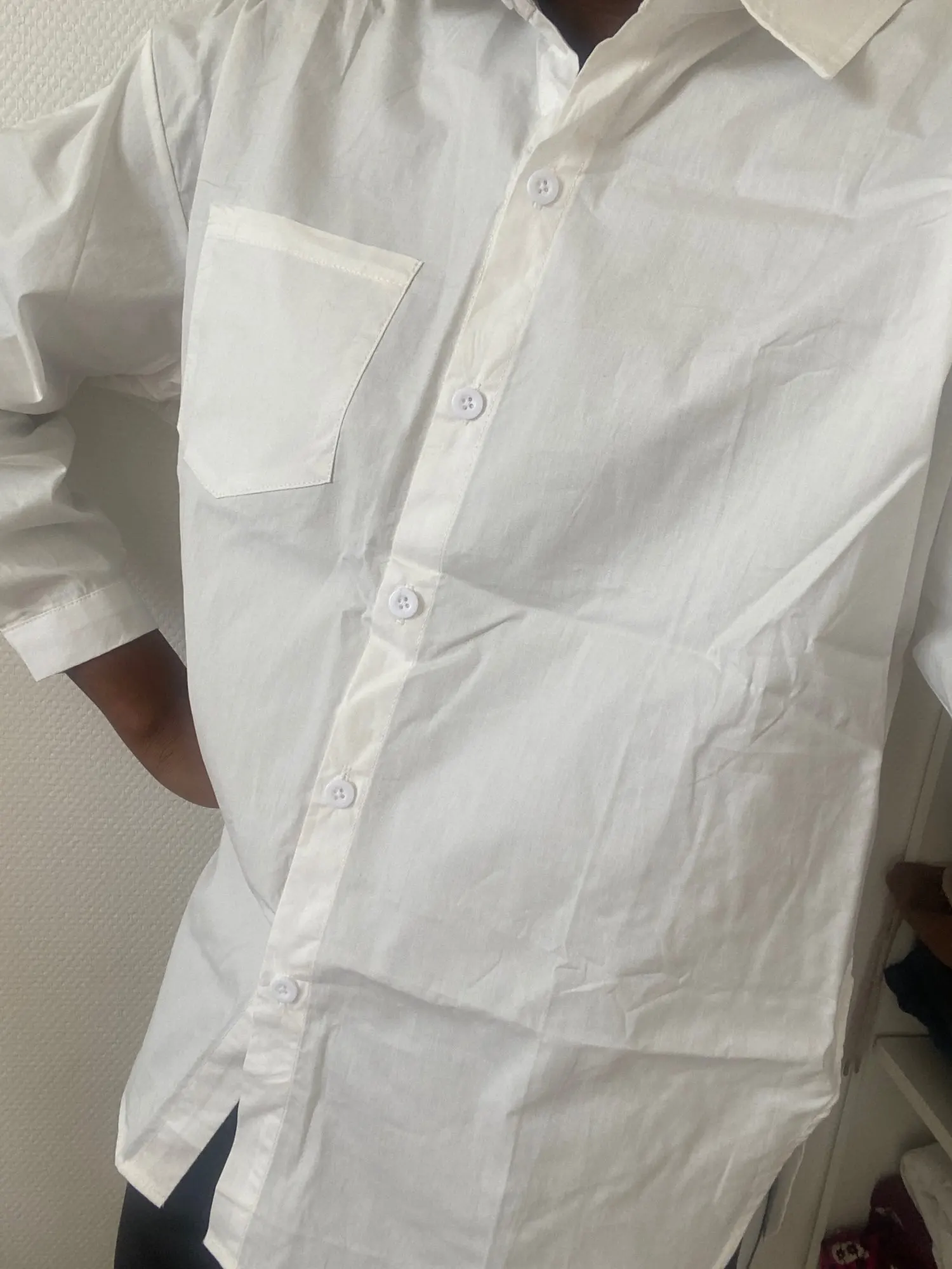 Korean Style White Oversized Shirts With Pockets JKP4531