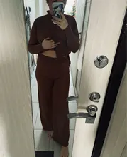 Womens Outfits Tracksuit-Set Pants Two-Piece-Set Knitted Yedinas Korean Winter Casual