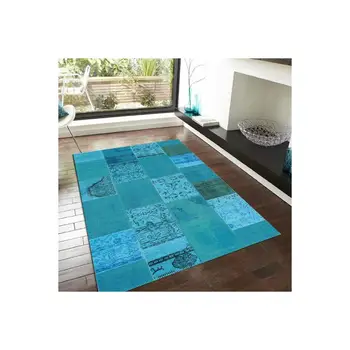 

Halıforum Patchwork Pattern Non-Slip Carpet Thin Turquoise-İ-Hf187 80x150cm