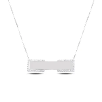 

KUTAYDAN Zircon Cubic Zirconia Imprint Necklace 925 Sterling Silver