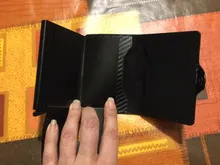 Tarjetero de Metal RFID con botón para hombre, Cartera de fibra de carbono con protección, delgada, antirrobo, 2021