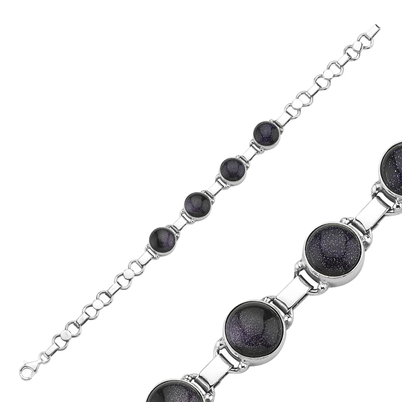 

Silver 925 Sterling Blue Star Stone Handwork Bracelet