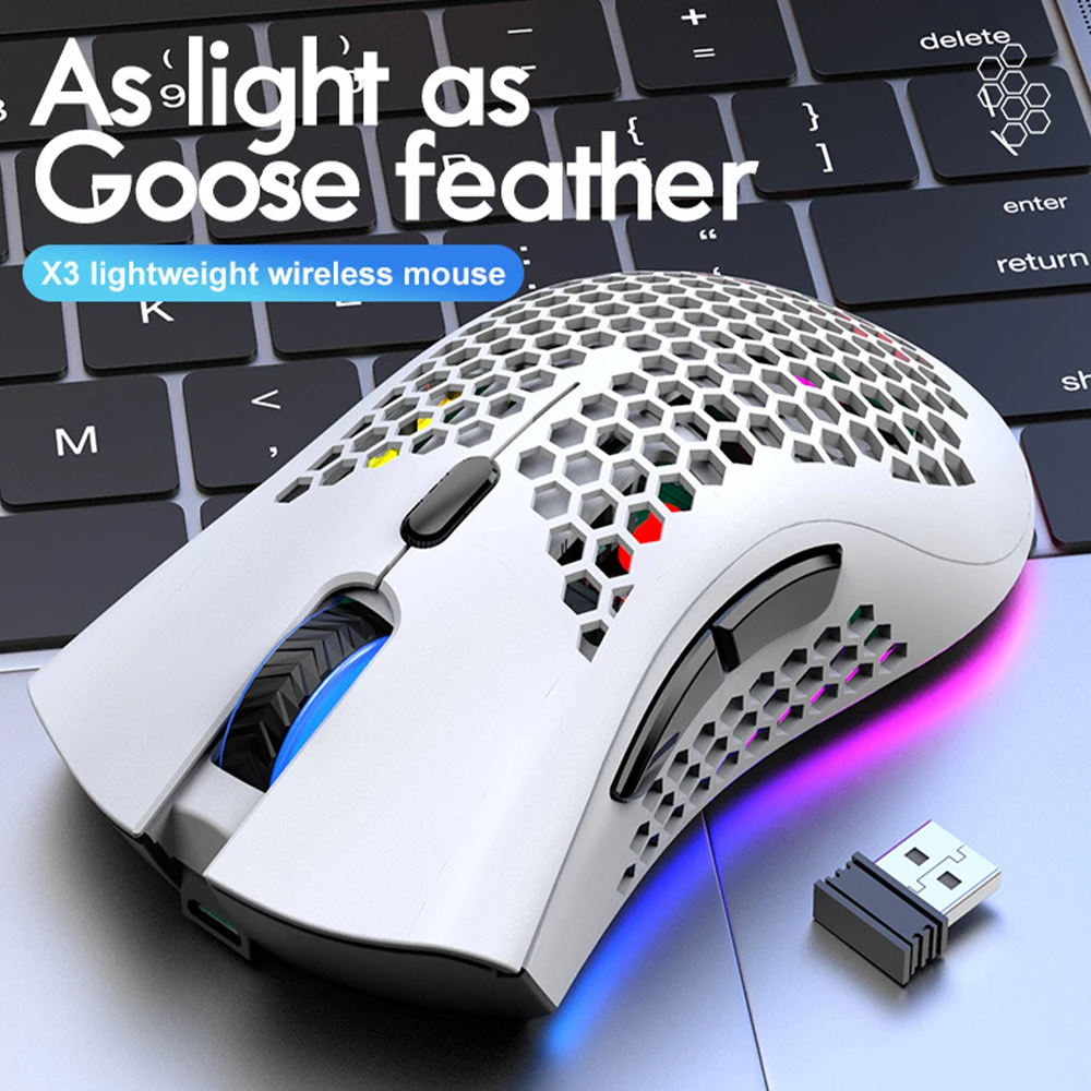 Беспроводная игровая компьютерная мышь X3 2 4 ГГц RGB-подсветка 7 клавиш 2400