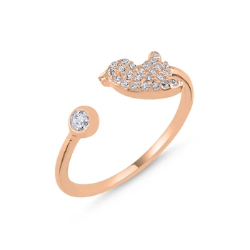 

Silver 925 Sterling White Zircon Cubic Zirconia Tiny Bird Adjustable Ring