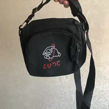 Bolso de hombro de lona para mujer, Mini BOLSA DE TELÉFONO coreana con estampado de dibujos animados, cruzado, informal, con solapa