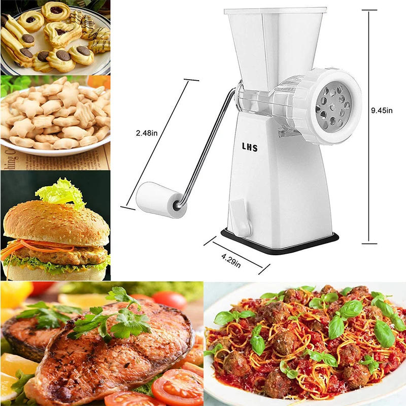 Manual Meat Grinder, Heavy Duty Meat Mincer Sausage Stuffer, 3-in-1 Hand  Grinder with Stainless Steel Blades for Meat, Sausage, Cookies, Easy To  Clean 