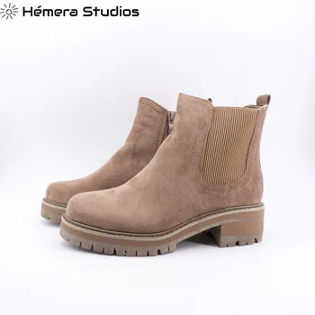 

Booties Women inverno with Chelsea platform ankle boot Botas Mujer comfortable with zipper available in black and khaki