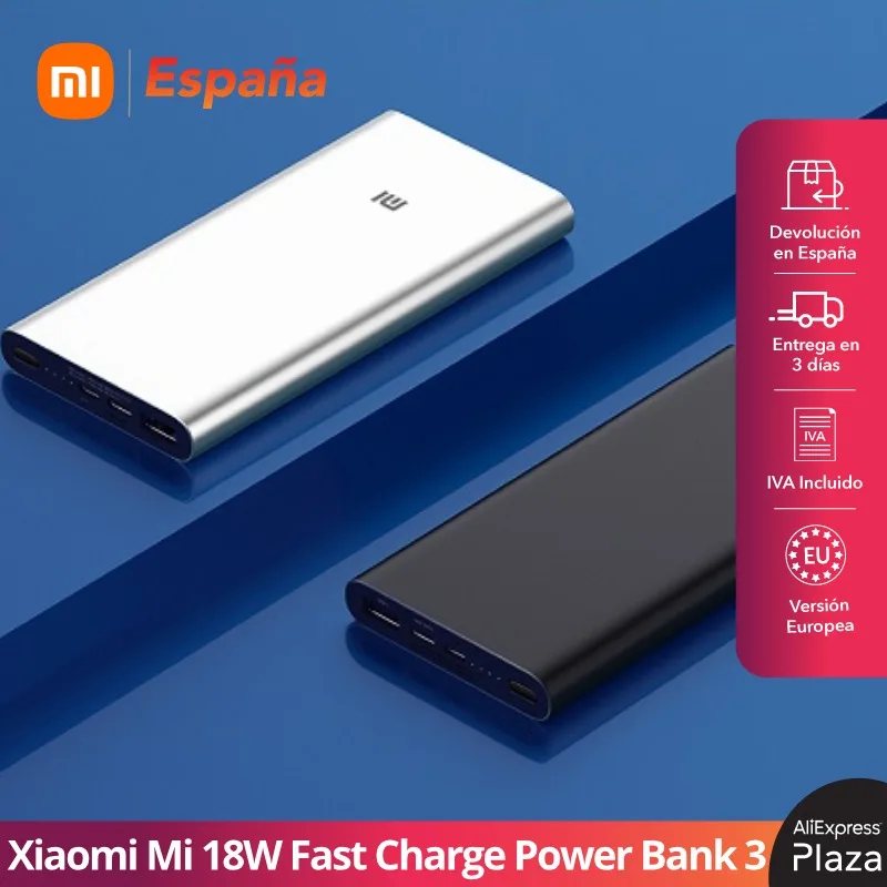 Оригинальный внешний аккумулятор Xiaomi Mi Power Bank 3 10000 мАч 18 Вт быстрая зарядка