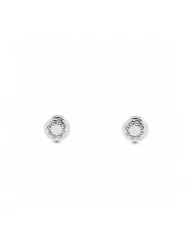 

Baby earrings or Girl White Gold Round with zircons (9 Kts.)