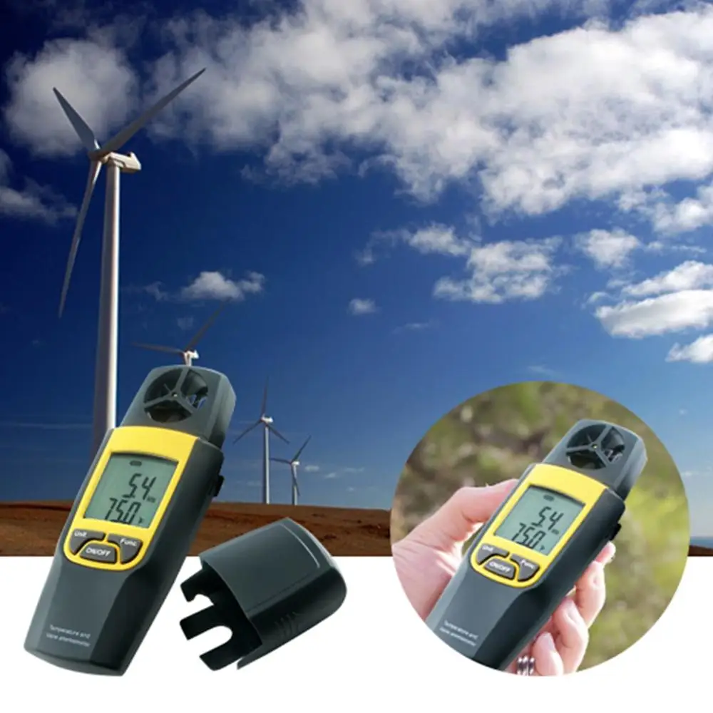 

4000fpm Digital Thermo Anemometer Thermometer Speed Velocity Temperature mph m/s Built-in Rotary Vane Weather Monitoring Tool