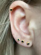 Mini pendientes de tuerca de Color dorado para mujer y niña, aretes de cristal negro, Plata de Ley 925 2019, aretes de circón pequeño bonitos H40