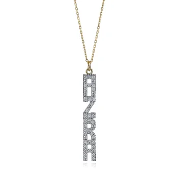 

Cubic zirconia Vertical Name Gold Necklace 04-320-1000012
