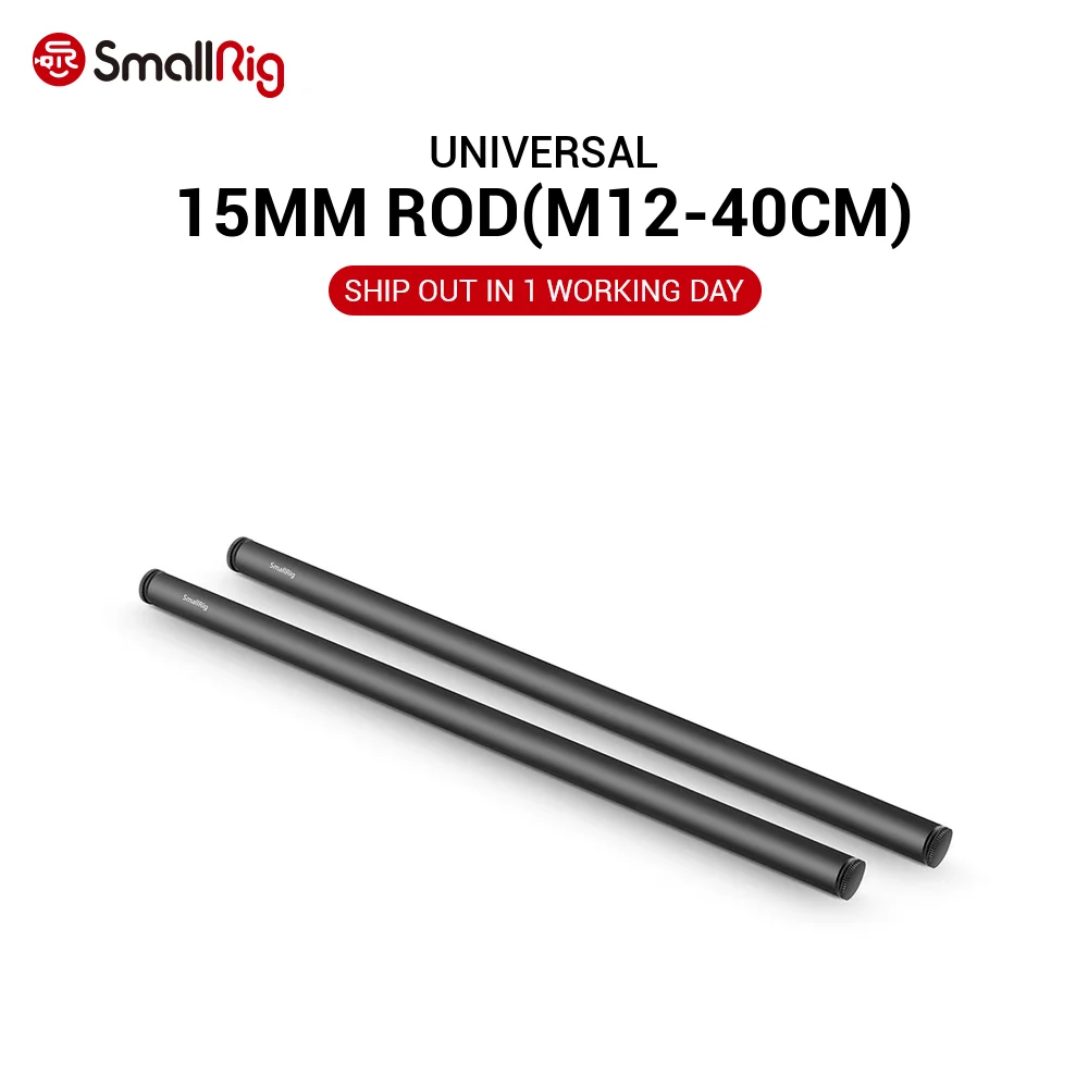 

SmallRig 15mm Rod Aluminum Alloy Rod with M12 Female Thread 40cm 16 Inches Long - 1054 (Pack of 2)