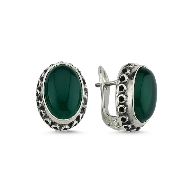 

Armagano Green Agate Stone Handwork Earrings