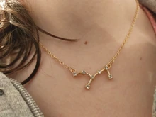 Signo del zodiaco de estrella de cartón para mujer, collares de constelación de 12, colgante de cristal dorado, collares de cadena de Gargantilla, joyería de regalo para cumpleaños