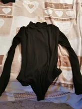 Las mujeres negro Body de manga larga de otoño e invierno mono cuello alto vestido ajustado Sexy para mujer cintura alta mameluco cuerpo Femee