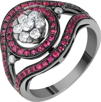 

Jay VI ring with rubies and diamonds in black gold