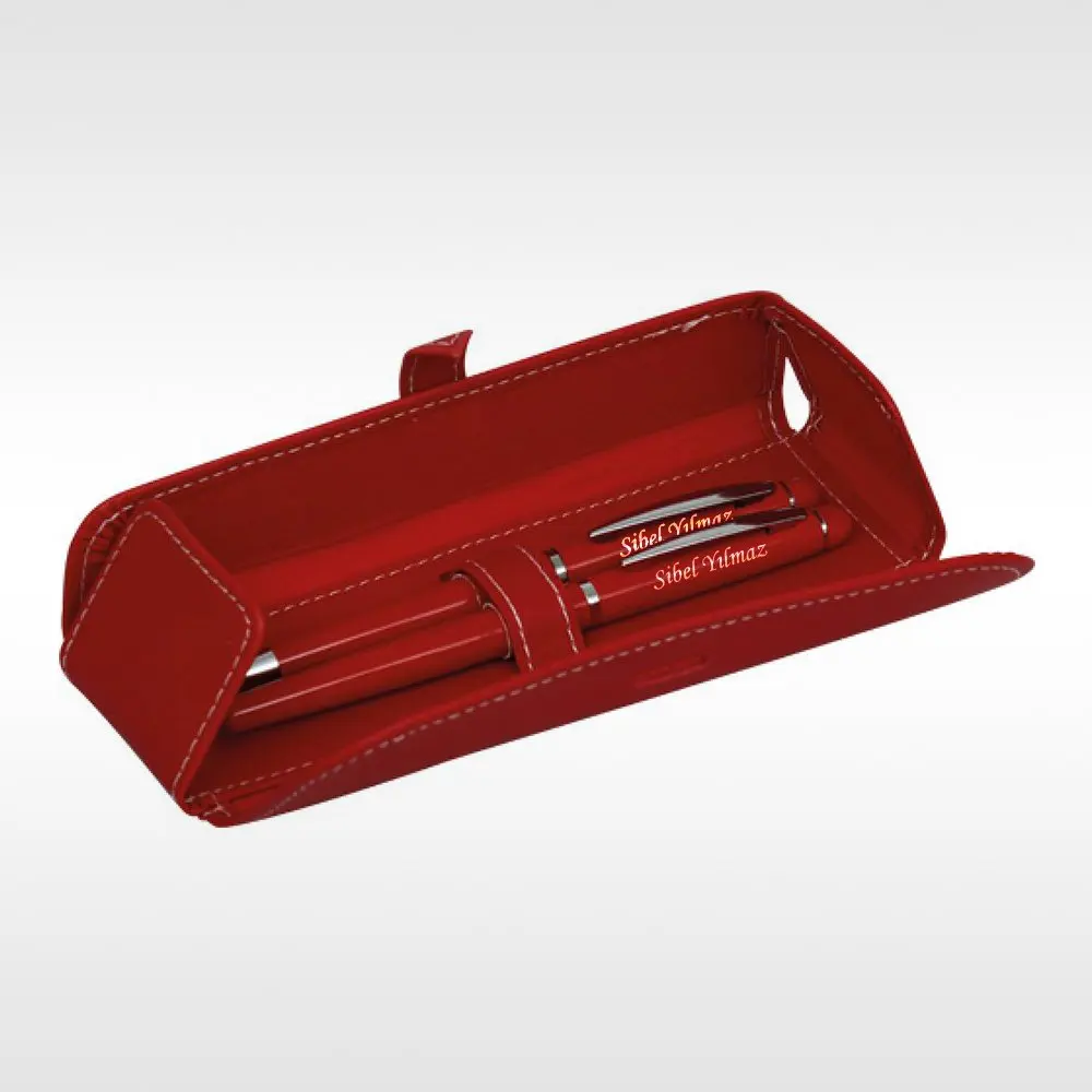 Personalized Red Leather Boxed Pen Gift Set | Канцтовары для офиса и дома