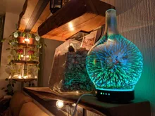 Aroma Diffuser Glass-Vase Essential-Oil Cool-Mist-Humidifier Waterless Auto Light And