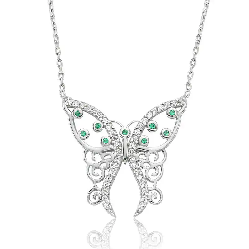 

Silver Pattern Butterfly Lady Necklace