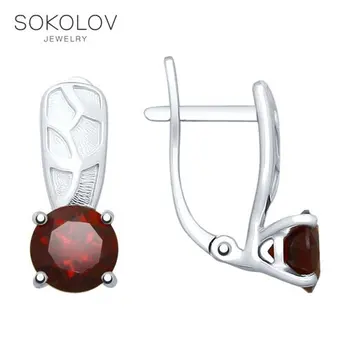 

SOKOLOV Silver drop earrings with stones with garnets fashion jewelry silver 925 women's male, long earrings