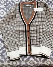 Oversize Cardigans Sweaters Checkered Plaid Colorfaith Fashionable Womens Spring Knitting