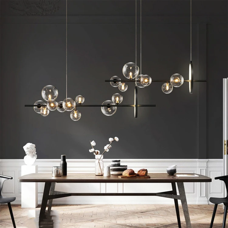 Nordic Postmodern Design LED Chandelier For Dining Room Kitchen Living Room Bedroom Ceiling Pendant Lamp Glass Ball G9 Light crystal chandelier