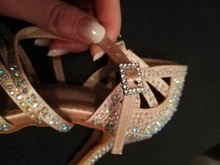 WUXIJIAO-Zapatos de baile de satén con diamantes de imitación para mujer, baile latino, suela suave, para salsa, tacón de 5 a 10cm