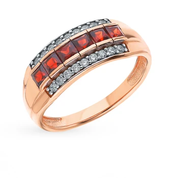 

Silver ring with cubic zirconia and Garnet sunlight