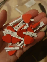Clips de papel fotográfico en forma de corazón de madera para decoración del hogar, Mini clip rojo para decoración de notas, accesorios de oficina, 20 uds.