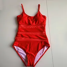 Riseado-bañador Vintage de una pieza para mujer, ropa de baño de malla, traje de baño negro con correa, ropa de playa, trajes de baño XXL 2021