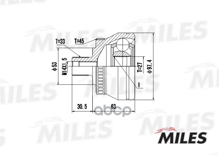 Шрус Audi A4 I/A6 Ii/Skoda/Vw Passat V 1.9tdi 98-05 Нар. Abs Miles Ga20038 Miles арт. GA20038