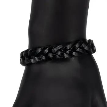 

Leather bracelet (genuine leather, magnetic lock, black) 53609