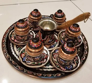 

EL YAPIMI BAKIR 7'Lİ KAHVE FİNCANI VE CEZVE SET