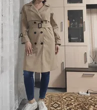 FTLZZ-abrigo de trenca lisa con doble botonadura para mujer, elegante, para otoño e invierno, con cinturón, Estilo Vintage