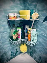 Organizer Rack Shelves Wall-Storage Showers Stainless-Steel Metal Kitchen Fitted Punch-Free-Firm